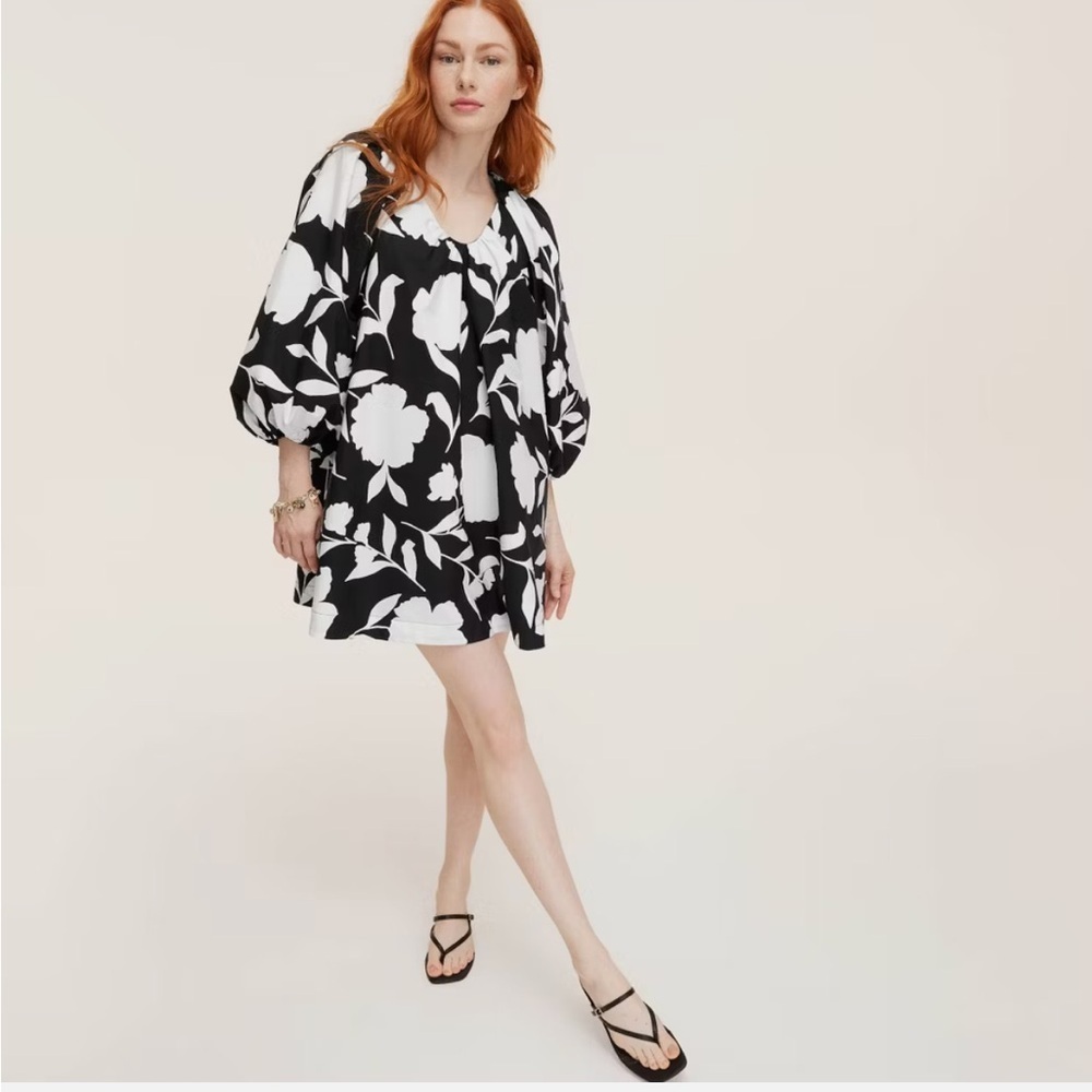 Kate Spade X Target Rose Poplin Black/White Long Sleeve Mini Dress NWT - Picture 3 of 7